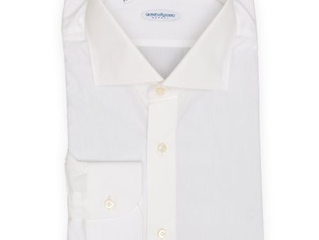 VINCENZO DI RUGGIERO Handmade White Cotton Dress Shirt EU 46 NEW US 18 Cheap