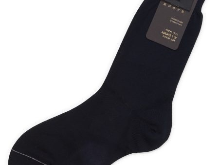 ALTO Milano Blue Cotton Knit Short Calf Length Socks Online Sale