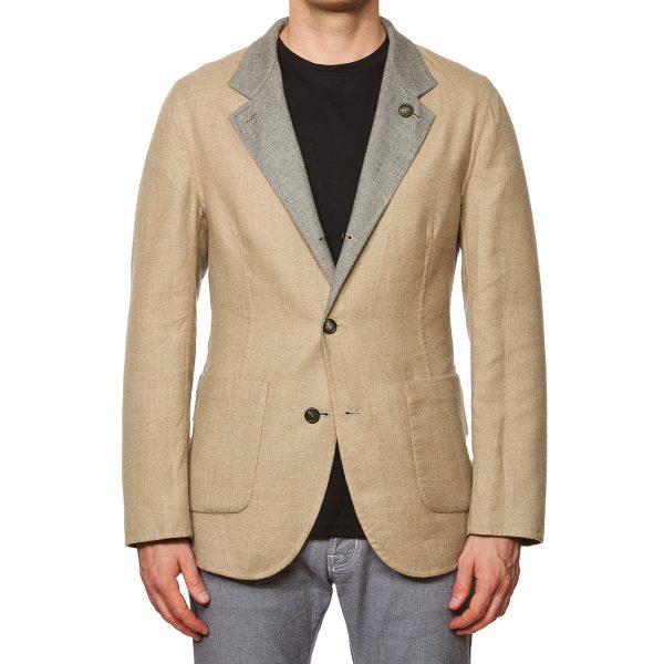 BRUNELLO CUCINELLI Beige-Gray Cashmere-Silk Reversible Jacket EU 50 NEW US 40 Online now