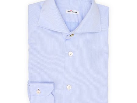 KITON Napoli Handmade Blue Oxford Cotton Dress Shirt EU 39 NEW US 15.5 For Sale