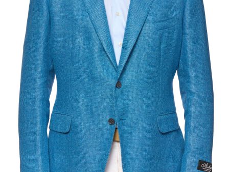 BELVEST  Jacketinthebox  Azure Blue Hopsack Hemp-Wool Blazer Jacket 56 NEW US 46 Fashion