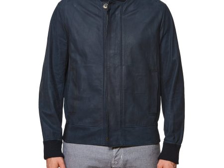 BERLUTI Paris Blue Calfskin Leather Unlined Bomber Blouson Jacket EU 50 US M Sale