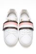 LOUIS VUITTON White Calfskin Monogram Striped Frontrow Sneakers 37.5 For Sale