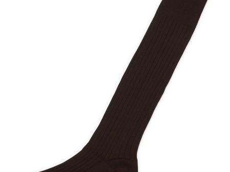 ALTO Milano Brown Cotton Knit Long Calf Length Socks on Sale