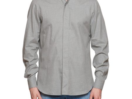 BERLUTI Paris Gray Twill Cotton Knitted Collar Casual Shirt Size RM For Sale