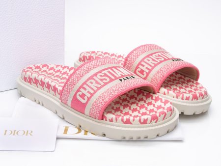 DIOR Pink Peony Dway embroidered Slide Sandal 38 (New) Discount