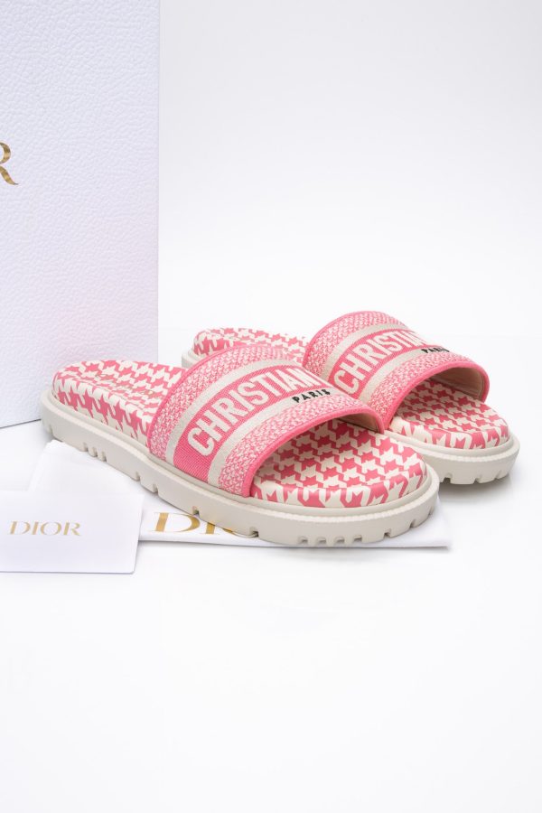 DIOR Pink Peony Dway embroidered Slide Sandal 38 (New) Discount