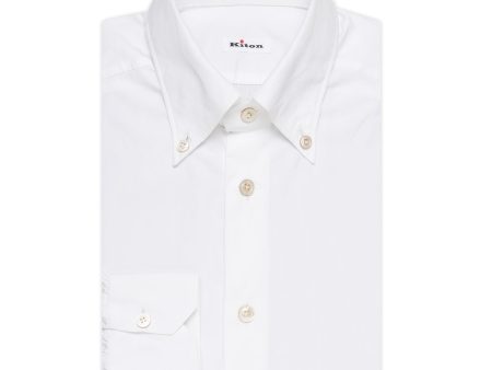 KITON Napoli Handmade White Cotton Poplin Button-Down Shirt 39 NEW US 15.5 Online Hot Sale