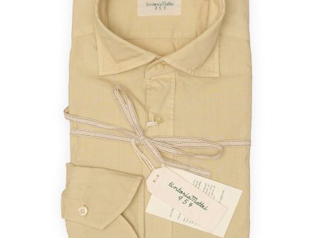 TINTORIA MATTEI 954 Tan Poplin Cotton Dress Shirt NEW For Discount