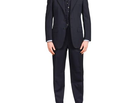 AVI ROSSINI Handmade Navy Blue Wool 3 Piece Suit EU 48 NEW US 38 Luxury Fashion