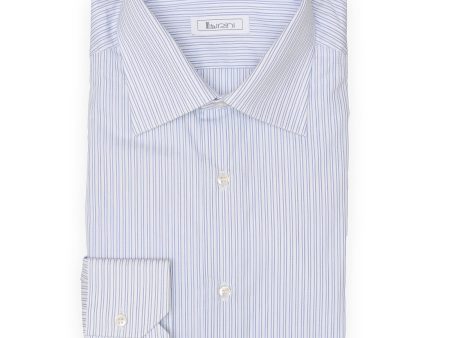 BURINI Luxury Blue Striped Cotton Dress Shirt EU 41 NEW US 16 For Cheap