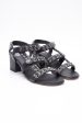 CHANEL Black Leather Chain Link Details Sandals 39.5 Discount