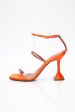 AMINA MUADDI Orange Gilda Embellished Satin Sandals 38 Online Sale