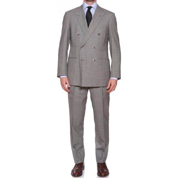 D AVENZA Handmade Gray Wool Double Breasted Suit EU 52 NEW US 42 Cheap