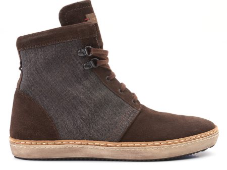 KITON Calfskin Suede Leather-Canvas High-Top Shoes Boots Sneakers US 9.5 NEW Box Online Sale