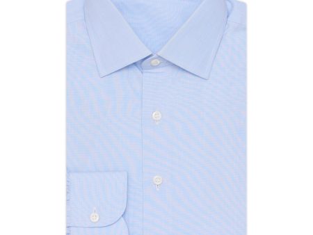 BESPOKE ATHENS Handmade Blue End-on-End Cotton Spalla Camicia Dress Shirt NEW Fashion