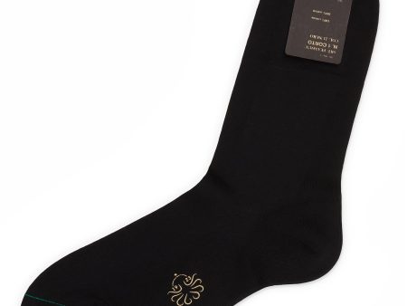 ALTO Milano Black Cotton Knit Mid Calf Length Socks Online