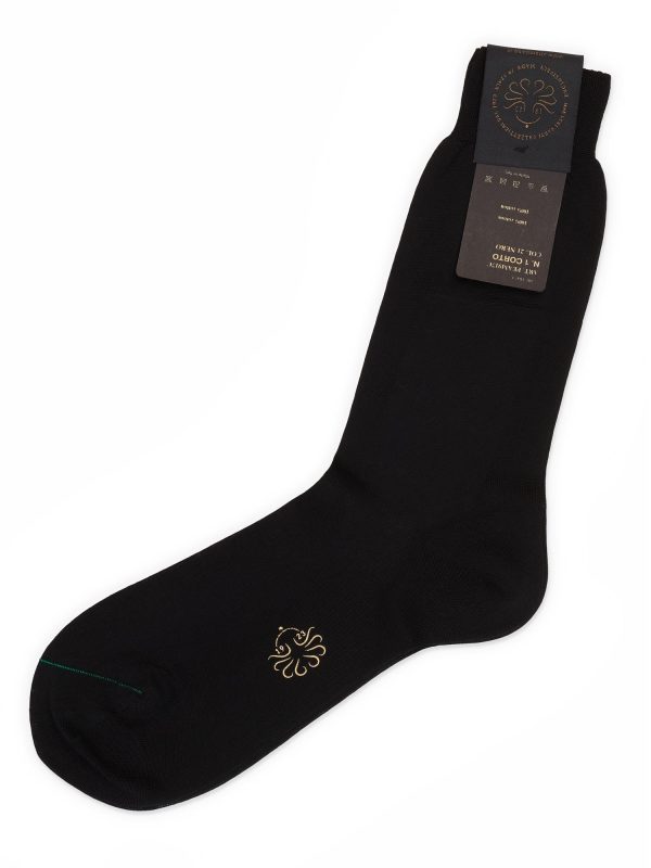 ALTO Milano Black Cotton Knit Mid Calf Length Socks Online