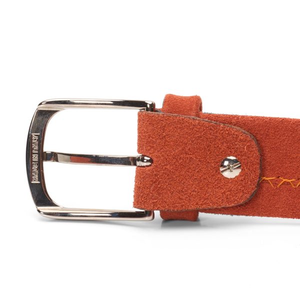 ALBERTOLUTI Handmade Napoli Clay Suede Leather Tubular Belt For Discount