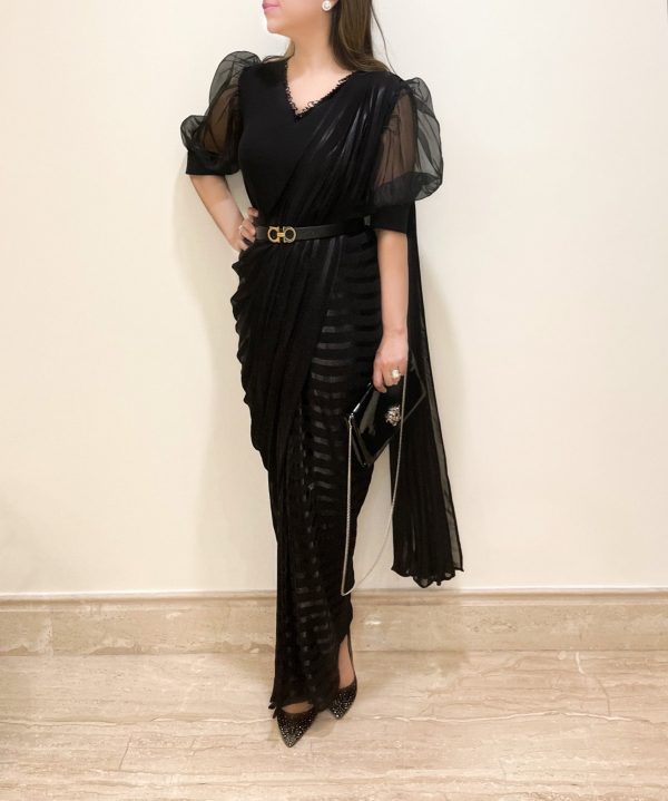 All Black Sari For Sale