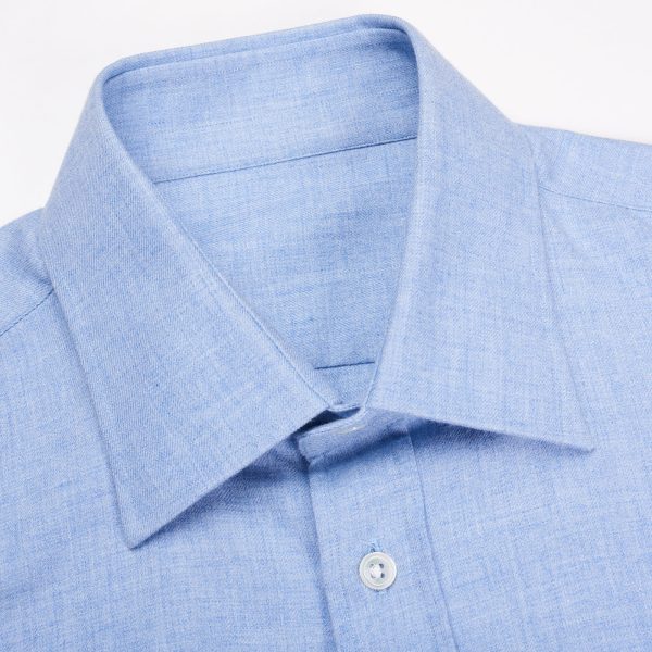 ANDERSON & SHEPPARD Blue Cashmere-Cotton Dress Shirt EU 41 US 16 on Sale