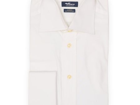 FENICIA White Poplin Cotton French Cuff Dress Shirt EU 38 NEW US 15 For Discount