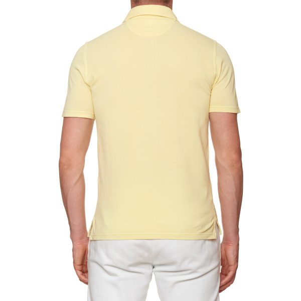 FEDELI  Tommy  Light Yellow Cotton Short Sleeve Pique Polo Shirt 48 NEW S Slim Supply