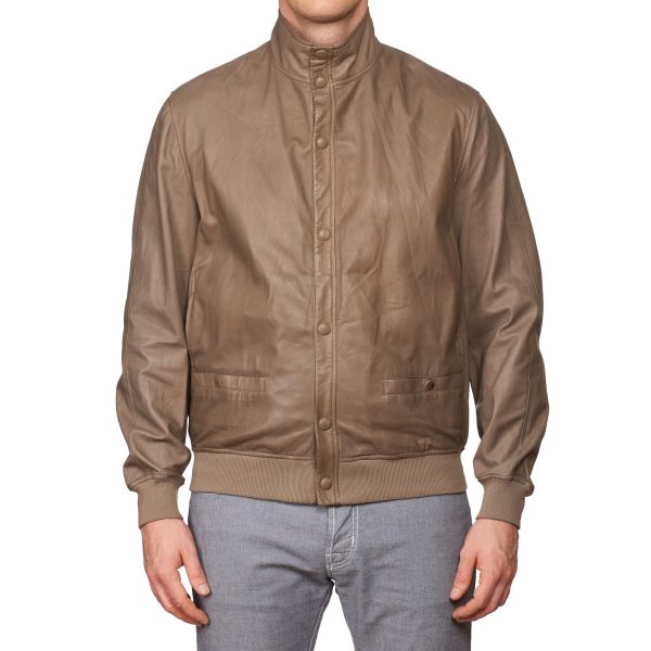 SERAPHIN Tan Lamb Leather Unlined Bomber Jacket Blouson FR 50 US M Online Hot Sale