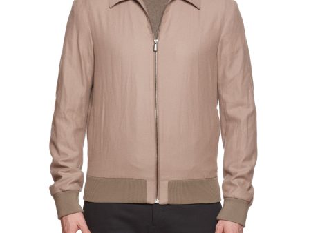 BOTTEGA VENETA Tan Cashmere Flight Bomber Jacket EU 50 US M Hot on Sale