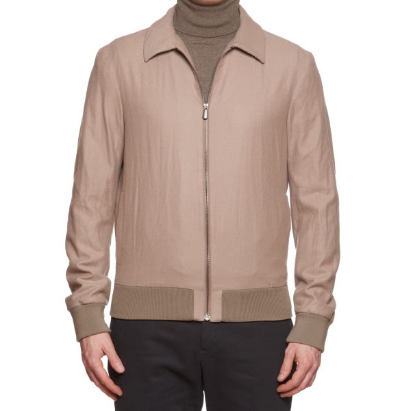 BOTTEGA VENETA Tan Cashmere Flight Bomber Jacket EU 50 US M Hot on Sale