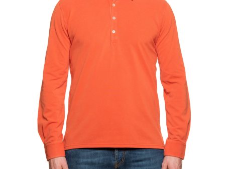 FEDELI  Goa  Orange Cotton Pique Long Sleeve Polo Shirt EU 50 NEW US M For Discount