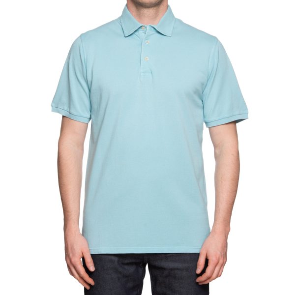 FEDELI  North  Turquoise Cotton Pique Short Sleeve Polo Shirt EU 50 NEW US M Online