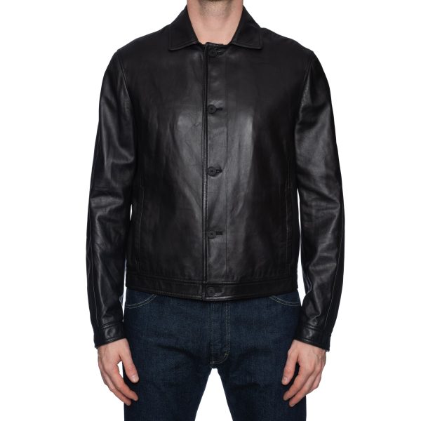 BOTTEGA VENETA Black Sheepskin Leather Blouson Jacket EU 50 NEW US M Supply