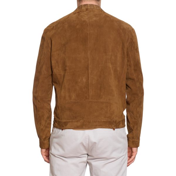 SERAPHIN Brown Suede Leather Unlined Bomber Croco Trim Jacket FR 50 US M Online Sale