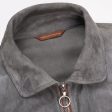 SERAPHIN Gray Goat Suede Leather Unlined Bomber Jacket FR 48 US M Online Sale