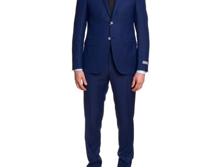 CANALI 1934 Blue Jacquard Wool Suit EU 50 NEW US 40 Regular Slim Fit Cut Discount