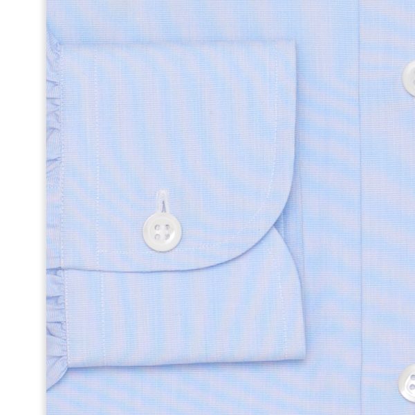 BESPOKE ATHENS Handmade Blue End-on-End Cotton Spalla Camicia Dress Shirt NEW Fashion