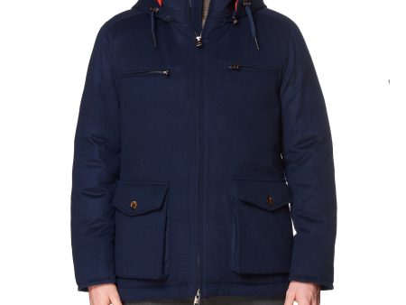 KITON KIRED  Keal  Blue Cashmere Goose Down Hooded Parka Jacket 52 US L Hot on Sale