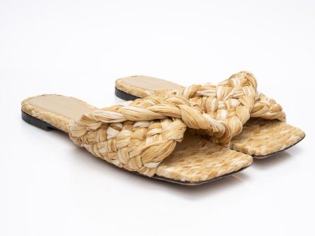 BOTTEGA VENETA Raffia Flat Sandals 37.5 Online now