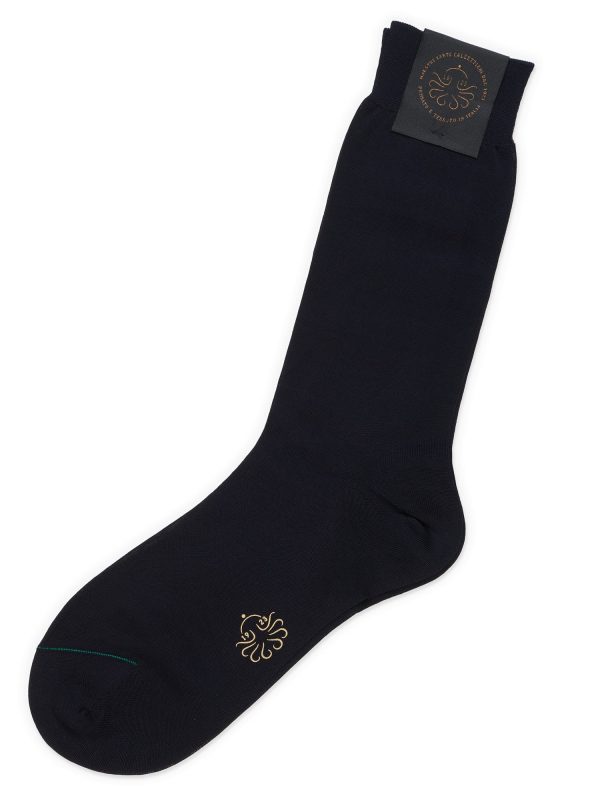 ALTO Milano Blue Cotton Knit Mid Calf Length Socks Hot on Sale