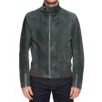 SERAPHIN Slate Gray Suede Leather Bomber Biker Jacket FR 48 US S Online