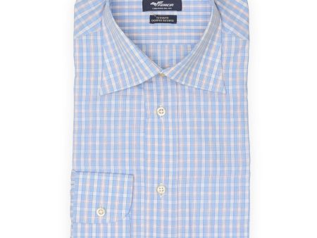 FENICIA Blue Plaid Poplin Cotton Dress Shirt EU 38 NEW US 15 Fashion