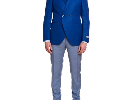 CANALI 1934 Blue Travel Wool-Mohair Double Breasted Suit EU 50 US 40 Slim Fit Online now