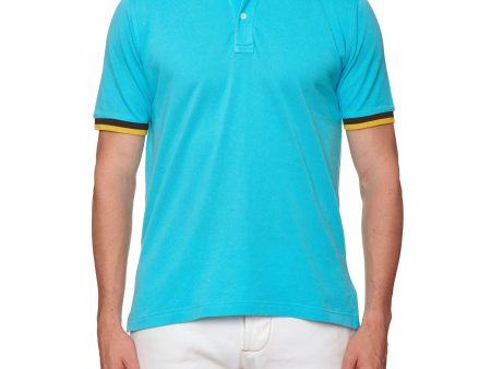 FEDELI  Mario  Light Blue Cotton Short Sleeve Pique Polo Shirt EU 50 NEW US M Supply