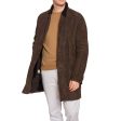 BRUNELLO CUCINELLI Brown Fur Lined Suede Mid Length Leather Jacket Coat NEW US L Hot on Sale