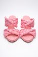 BOTTEGA VENETA Pink Blossom Raffia Twisted Intrecciato Strech Mule Sandals 37 on Sale