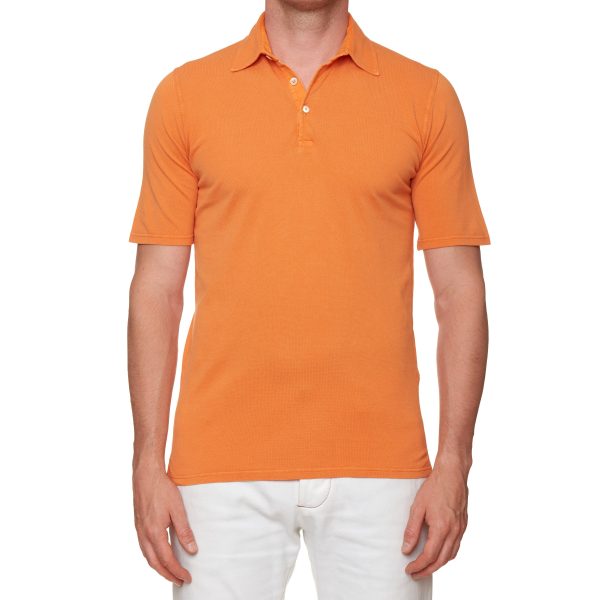 FEDELI  Jack  Orange Cotton Short Sleeve Pique Polo Shirt EU 48 NEW US S Online Hot Sale