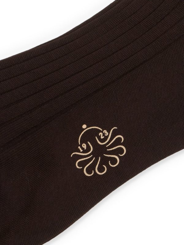 ALTO Milano Brown Cotton Knit Long Calf Length Socks on Sale