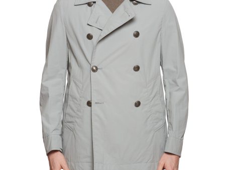 KITON KIRED Gray Super Stretch Fabric DB Unlined Pea Coat EU 48 US S For Sale