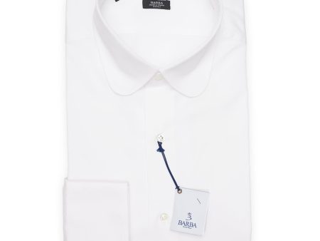 BARBA Napoli Handmade White Twill Cotton Dress Shirt NEW Club Collar Supply